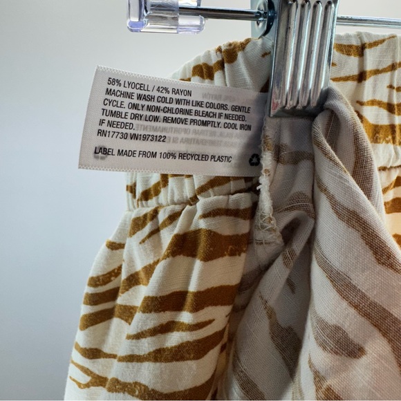 Ava & Viv Zebra Print Plus Midi Skirt 1X Relaxed Boho Elastic Waist Side Slit - Picture 4 of 5